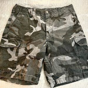 Ralph Lauren POLO Camo Shorts Black with Light and Dark Grays Waist Size 33
